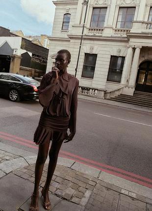 Сукня жіноча бордова з воланами zara new