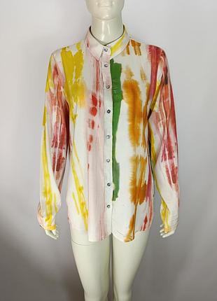 Яркая рубашка из вискозы milano italy размер s сорочка женская блуза блузка
