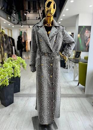 Пальто тренч из натуральной кожи королевского 🐍🐍🐍🐍🐍 в наличии