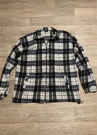 Рубашка мужская флисовая на замке в клетку