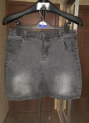 Джинсовая юбка юбочка серая