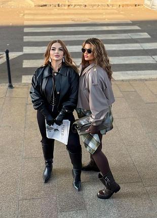 Шкіряний бомбер батал шкіряна косуха еко шкіра куртка еко шкіра шкіряна куртка