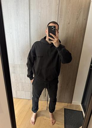 Оригінальний костюм fear of god essentials чорний — худі + штани, розмір m