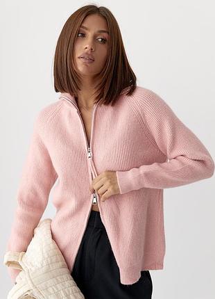 В'язаний кардиган із коміром на блискавці