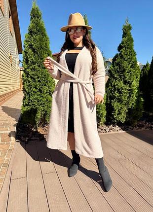 Кардиган женский теплый альпака, большие размеры