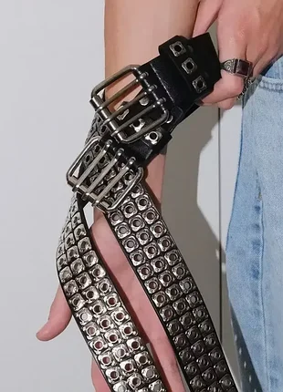 Ремінь пояс металевий готичний панк рок стиль чорний y2k