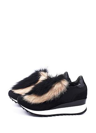 Кроссовки черные замшевые с мехом 81163