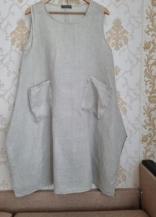 Льняное платье в стиле бохо aust цвет шалфей