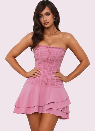 Сукня корсетна коротка святкова oh polly 14 l-xl рожева