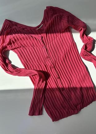 Рожевий кардиган кофта benetton розмір xs-s фуксія реглан лонгслів
