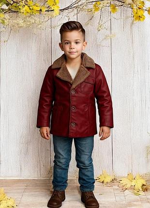 Дитяча осіння та зимова шкіряна куртка