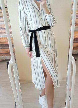 Сукня смужка під пояс zara