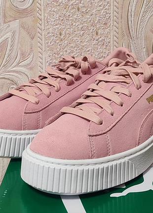 Кроссовки puma женские розовые suede platform