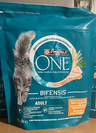 Сухой корм purina one adult (едалт) для взрослых котов комплекс bifensis с курицей 450 г
