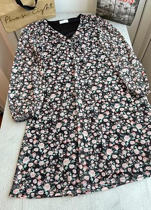 Плаття жіноче чорне рожеве квітковий принт сітка