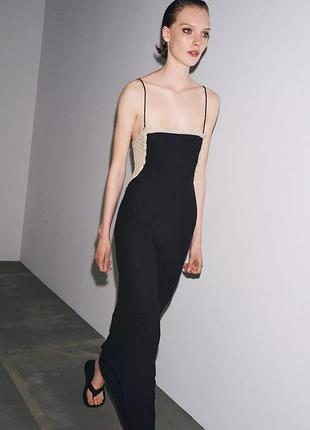 Сукня жіноча чорна довга комбінована zara new