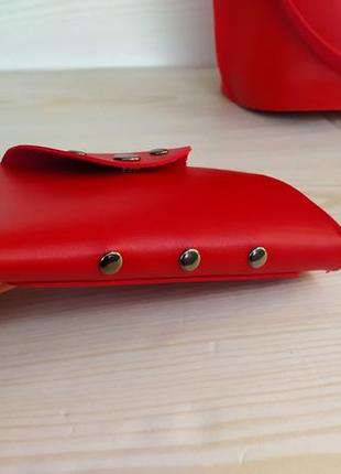 Восхитительная красная сумка с кольцом + кошелек handmade8 фото