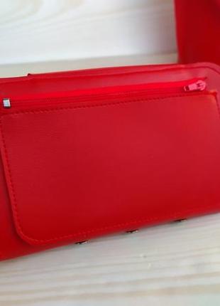 Восхитительная красная сумка с кольцом + кошелек handmade9 фото