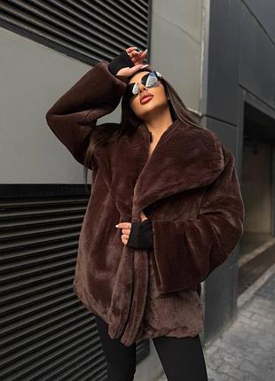 Крутая шуба на подкладке мутон с застежками 092 ir