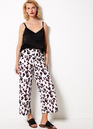 Актуальные прямые сатиновые брюки кюлоты на высокой посадке No610max