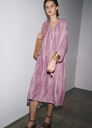 Сукня жіноча лляна рожева zara new