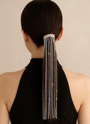 Заколка прикраса на хвіст із подовженням камінчиками стразами