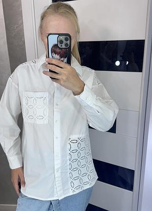 Сорочка біла з прошвою жіноча с-хс