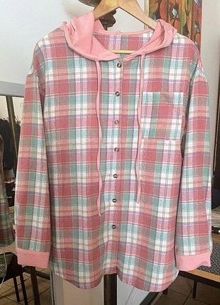 Рубашка с капюшоном из фланели