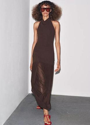 Сукня жіноча коричнева комбінована zara new