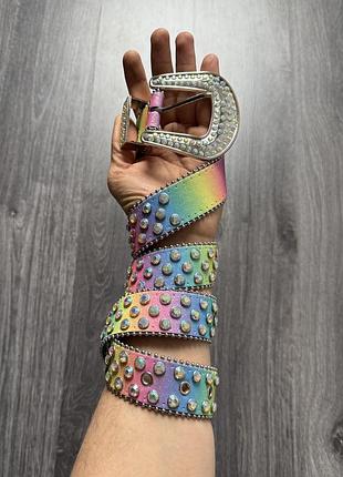 Y2k crazy multicolor rhinestone belt ремінець