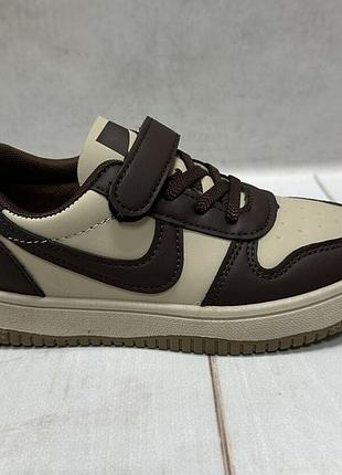 Детские стильные кроссовки air force аир форс 32-37 коричневые