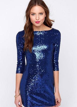 Синее платье в пайетки 2