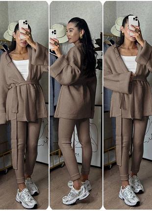 🔸комплект (кардіган+легінси+пояс)
▪️ткань: ангора вязкая туреченица&nbsp;
▪️цвет: черный, шоколад, графит, бежевый, барби, черный