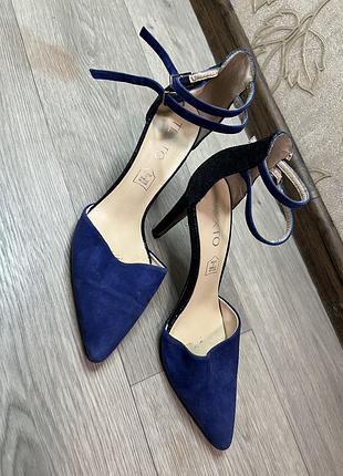 Туфлі жіночі, сині, розмір 37, на підборах
