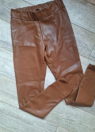 Лосини з екошкіри на флісі , розмір м