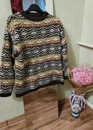 Теплий светр з геометричним візерунком розмір xl-xxl