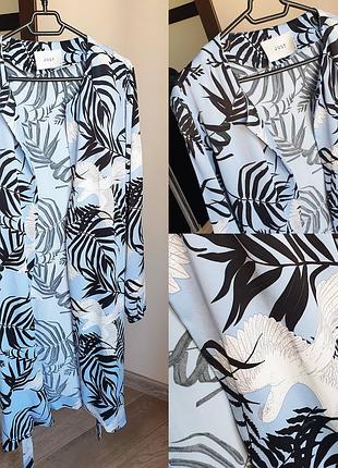 Платье-халат меди в птицы принт