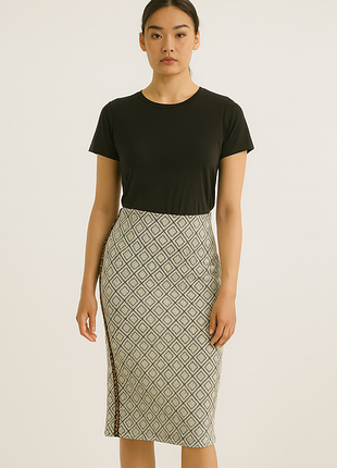 Стильная женская юбка-карандаш с геометрическим орнаментом и акцентной молнией / eksept / eu 36-38 / s-m /стан очень хорош!