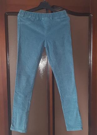 Джегінси брюки джинси вельветові дівчинці 140 146 см бірюзові