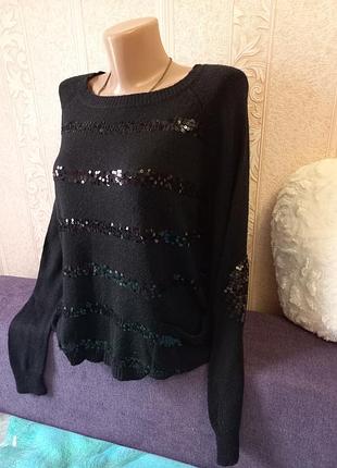 Яскравий нарядний джемпер светр свитер кофта ангора вовна  с пайетками
