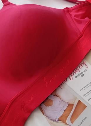 Бюстгальтер базовый красный бюст гладкий лиф без косточек victoria’s secret 36d 80d 75e
