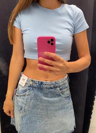 Блакитний топ в рубчик goldi xs