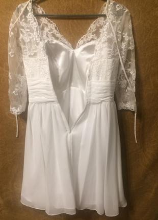 Stacees шифонова біле плаття з мереживом сукня3 фото