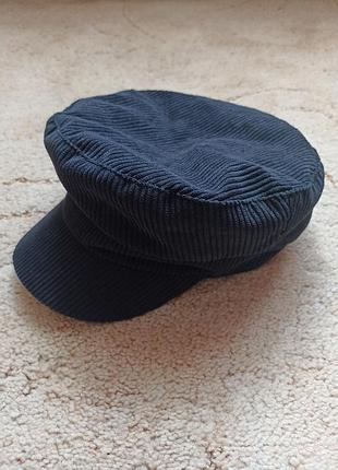 Кепка фуражка женская вельветовая темно синяя- демисезонная