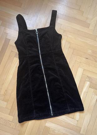 Вельветовий сарафан на блискавці жіночий чорний s, 36