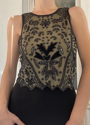 Зеленый вечерний топ с бисером asos, размер s