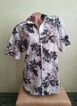 Гавайская рубашка в цветочек. унисекс. slim fit. летняя рубашка унисекс.