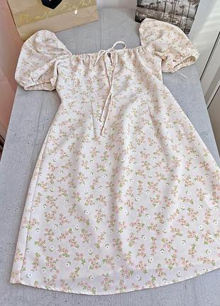 Сукня бежева квітковий принт міні