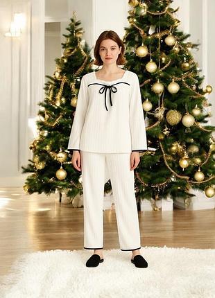 Теплая мягкая двухсторонняя плюшевая женская пижама стильный домашний костюм