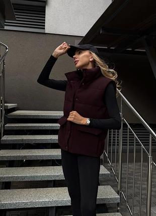 Дутый стеганый жилет жилетка кашемир шерсть